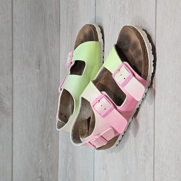 Birkenstock Women Milano Colorblock Vegan Leather Sandals shoes sz 36/5 Narrow - Picture 1 of 11
